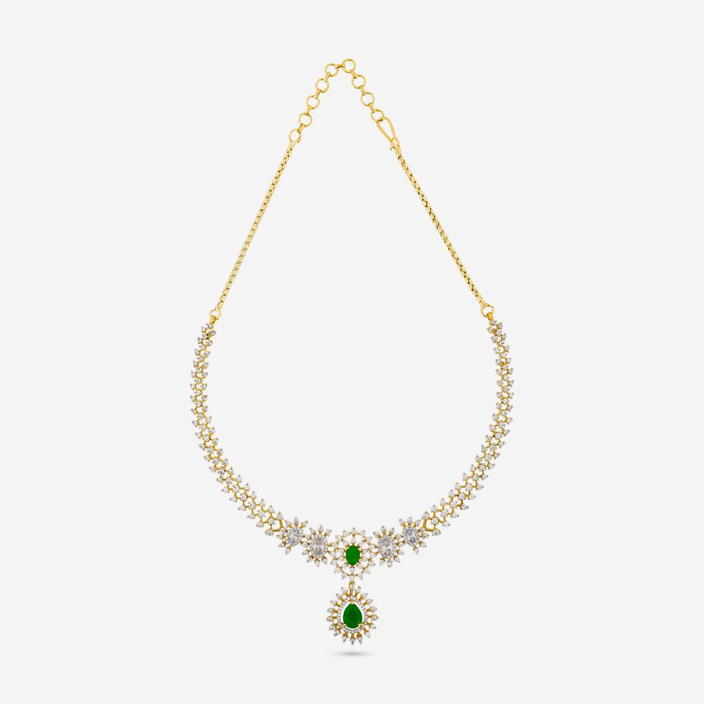 Party Wear Zircon Necklace - 453998 : 453999