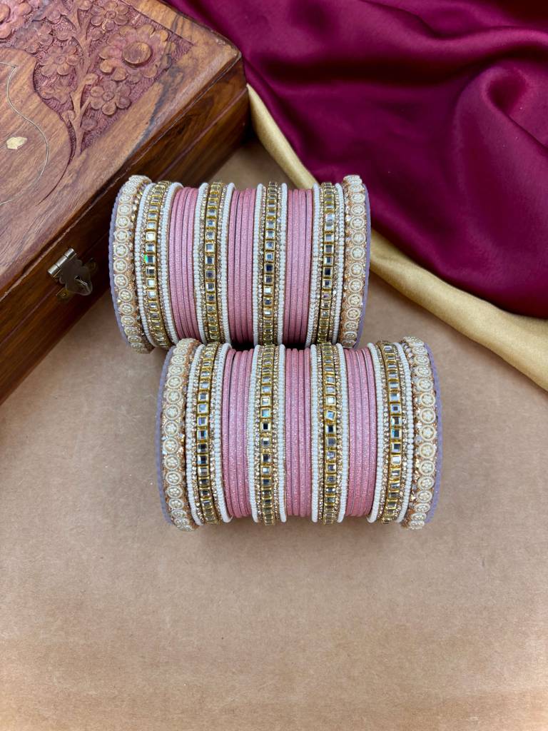 Traditional Kundan Bangles : HB-68-24-PINK