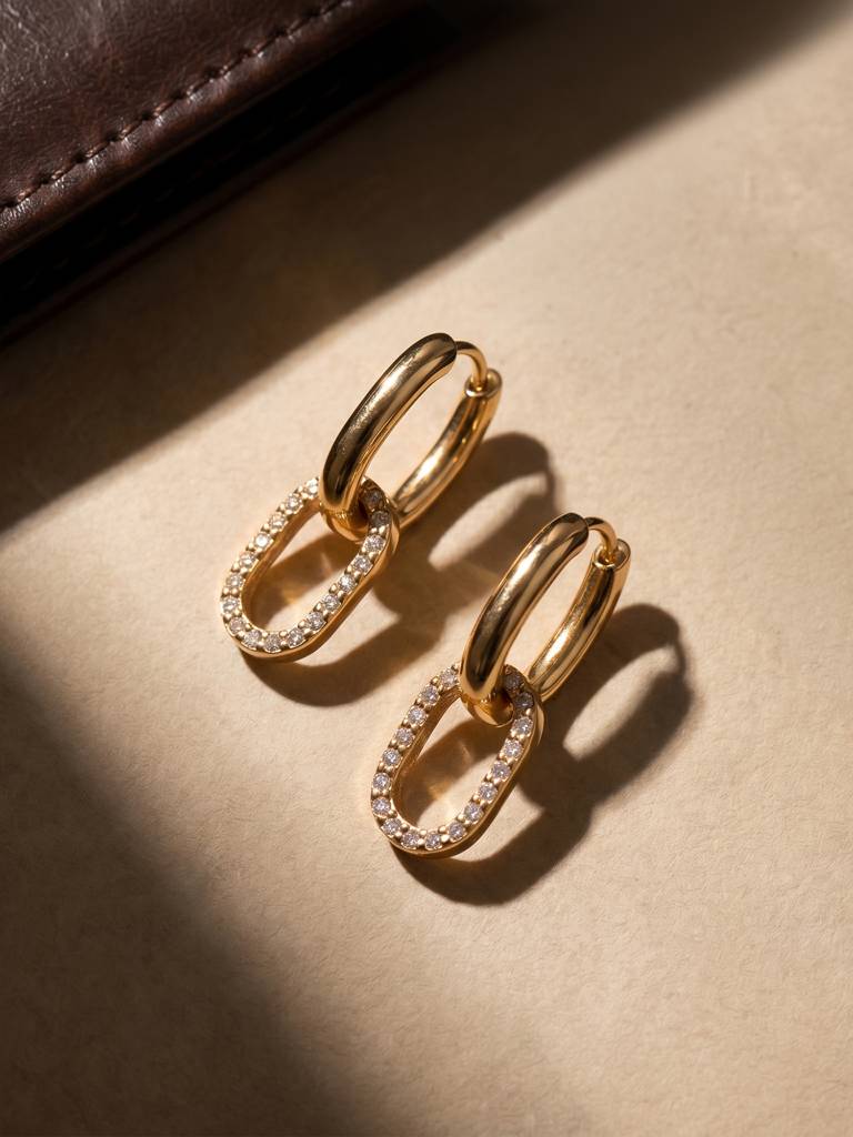 Sparkling Links Hoop Earring For Women - Waterproof & Anti-Tarnish : ER0387