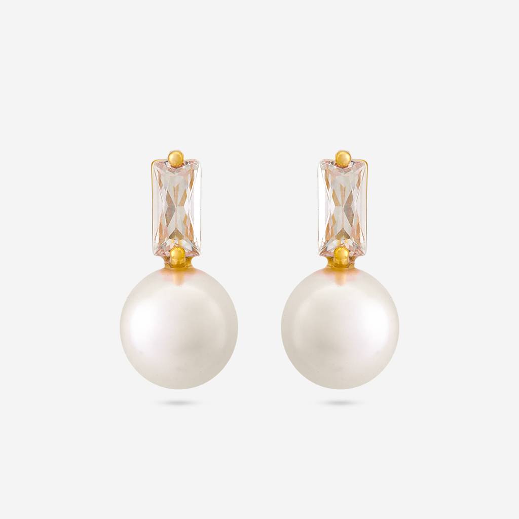 Pearl Gold - Plated Casual Wear Trendy Zircon Earring - 464679 : 464679