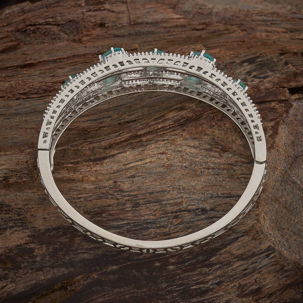 Mint Rhodium - Plated Party Wear Zircon Kada - 440536 : 440536