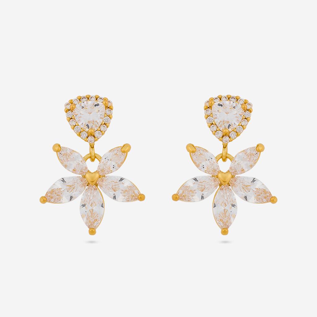 White Gold - Plated Casual Wear Trendy Zircon Earring - 460395 : 460395