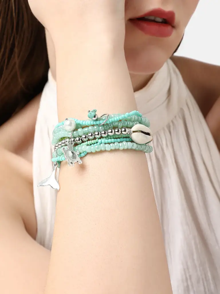 Set Of 3 Beaded Wraparound Bracelets : SOHBRC9943