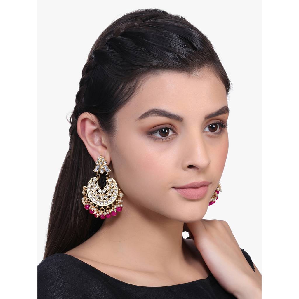 Peora Gold Plated Traditional Kundan Brass Alloy Long Necklace Jewellery Set With Earring Maang Tikka For Women G : PF25E105RP