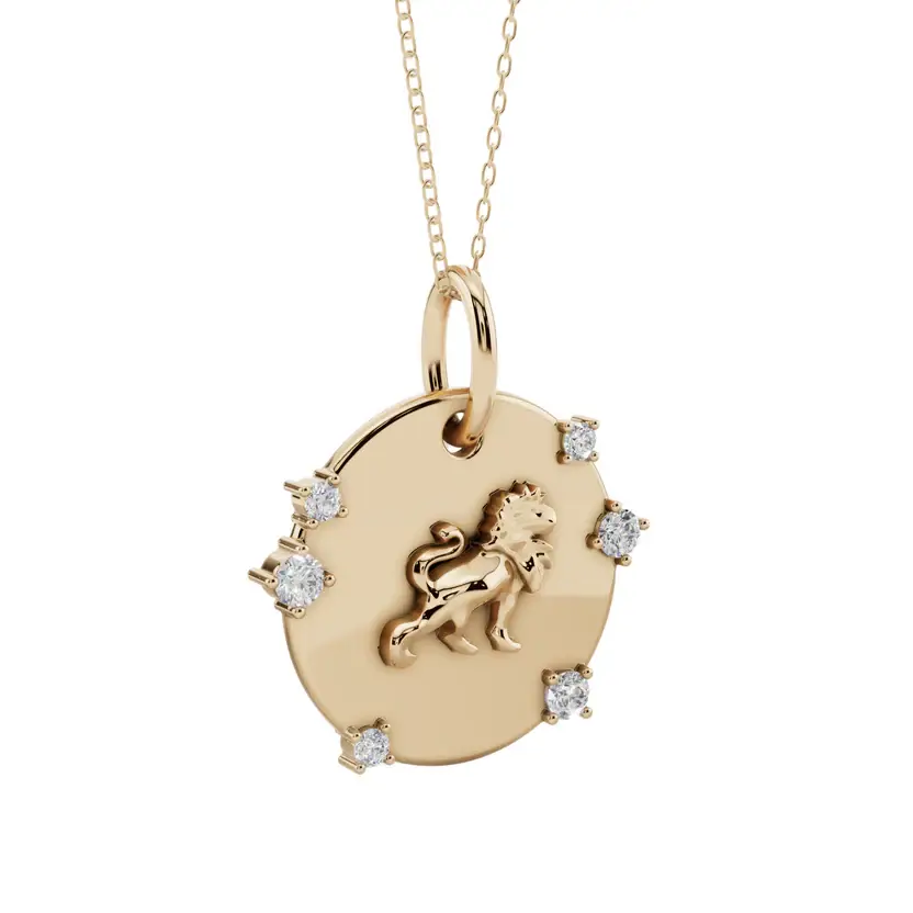 Solar Majesty | Leo Charm Semi Silver Pendant Necklace : VZD01-LEO-SM