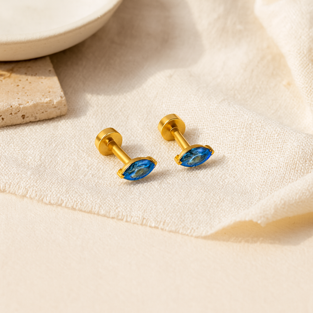 Sapphire Marquise Studs : STU_SAPPHMA_S_3134