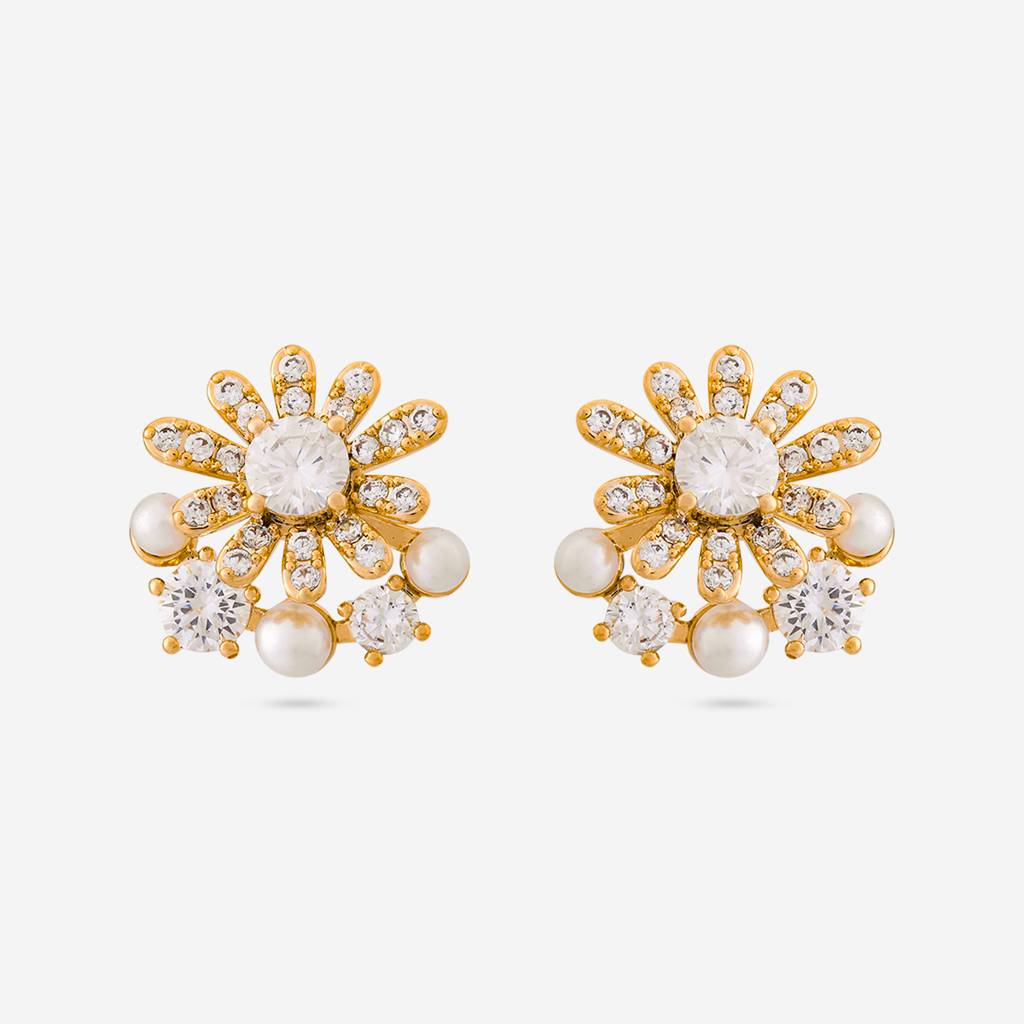 Pearl Gold - Plated Casual Wear Trendy Zircon Earring - 464753 : 464753