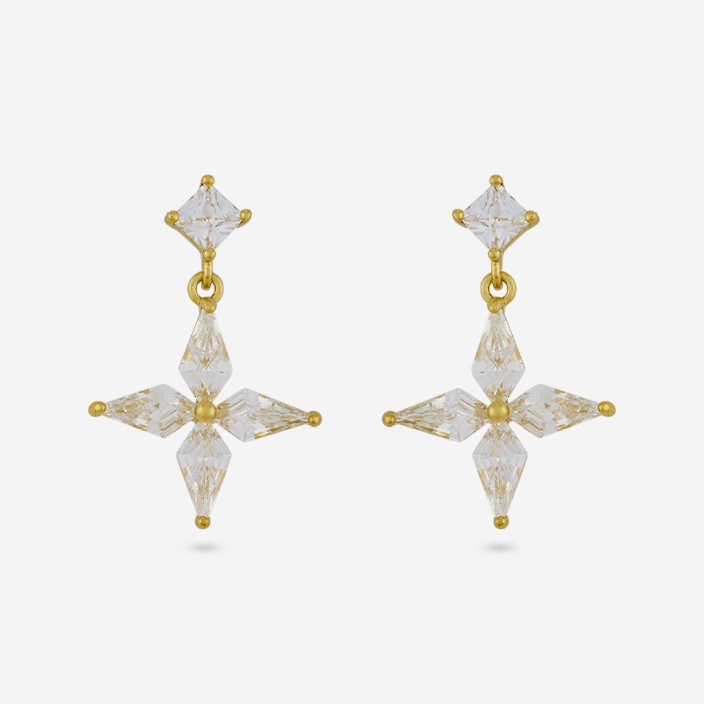 White Gold - Plated Casual Wear Trendy Zircon Earring - 460398 : 460398
