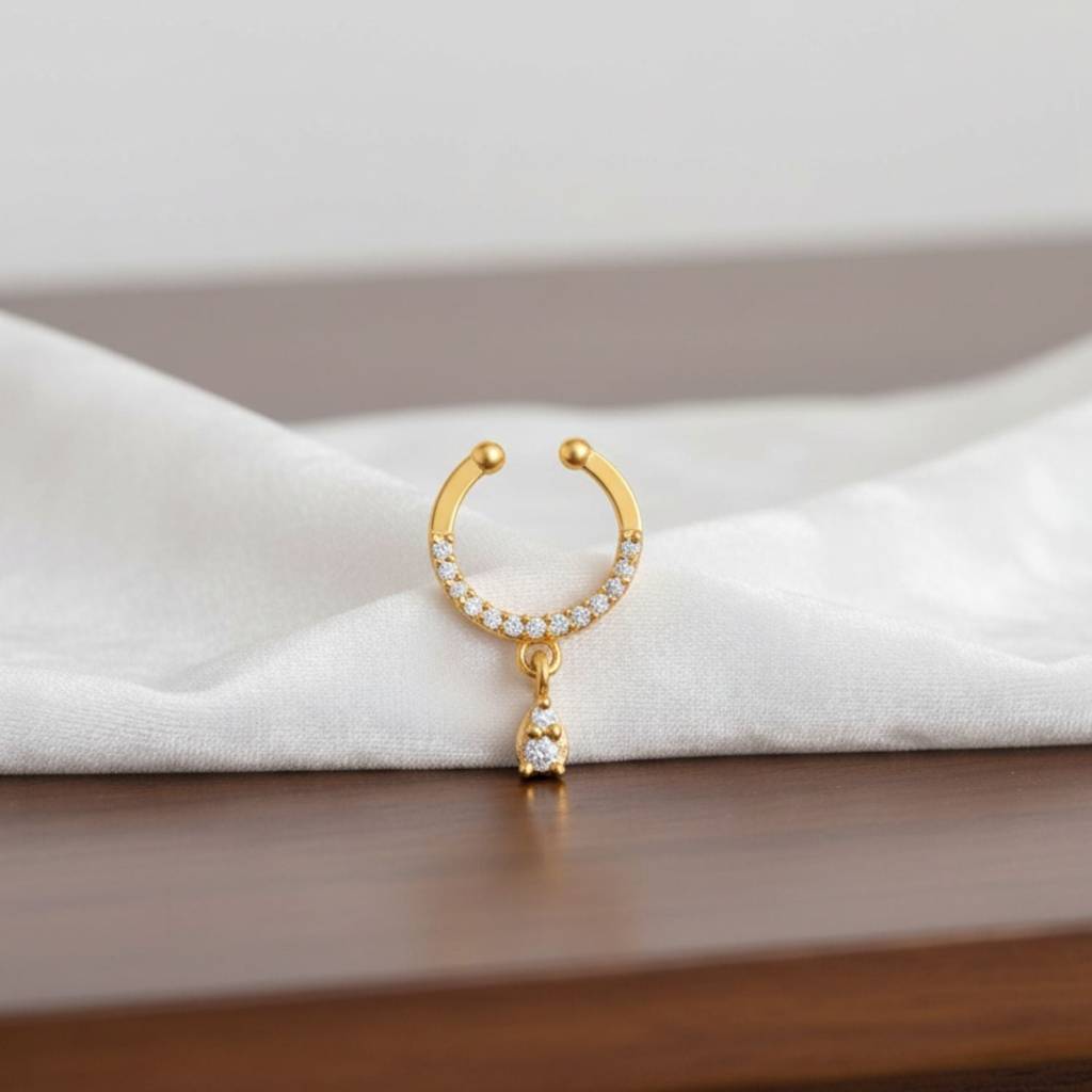 Yellow Plated Cz Septum Nose Ring 925 Sterling Silver : snp-0009