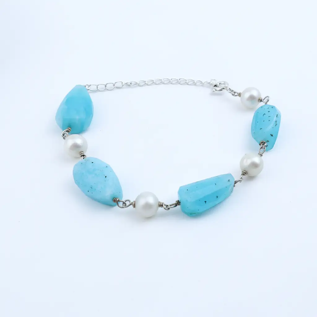 Silver Bracelet With Fresh Water And Semiprecious Stones : 51370647