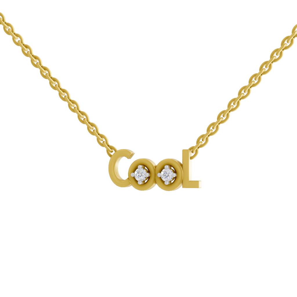 Lab Grown Diamond 0.07Ct 925 Sterling Silver Gold Plated Lightning Cool Necklace : SQN19741-NK-925S-007CT