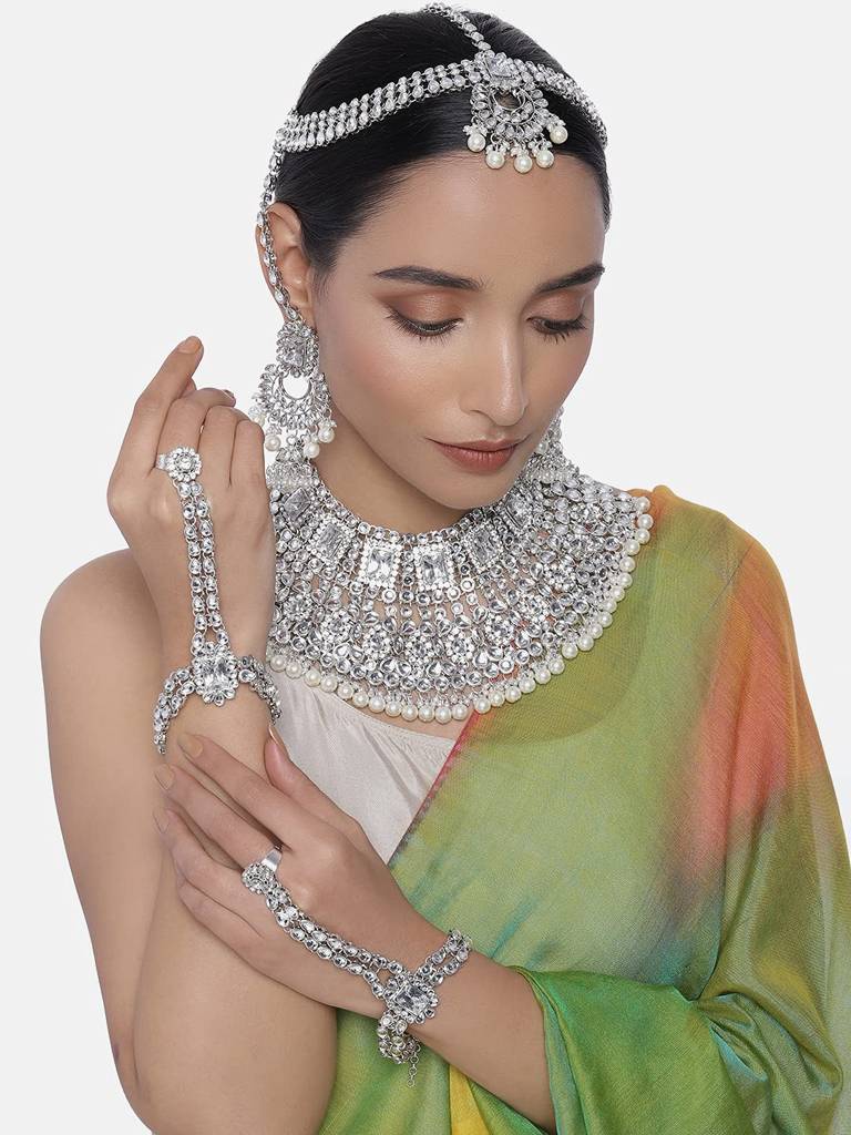 Jodha Akbar Style Choker Necklace Bridal Jewellery Set Gift For Women : PF36BRC02RW