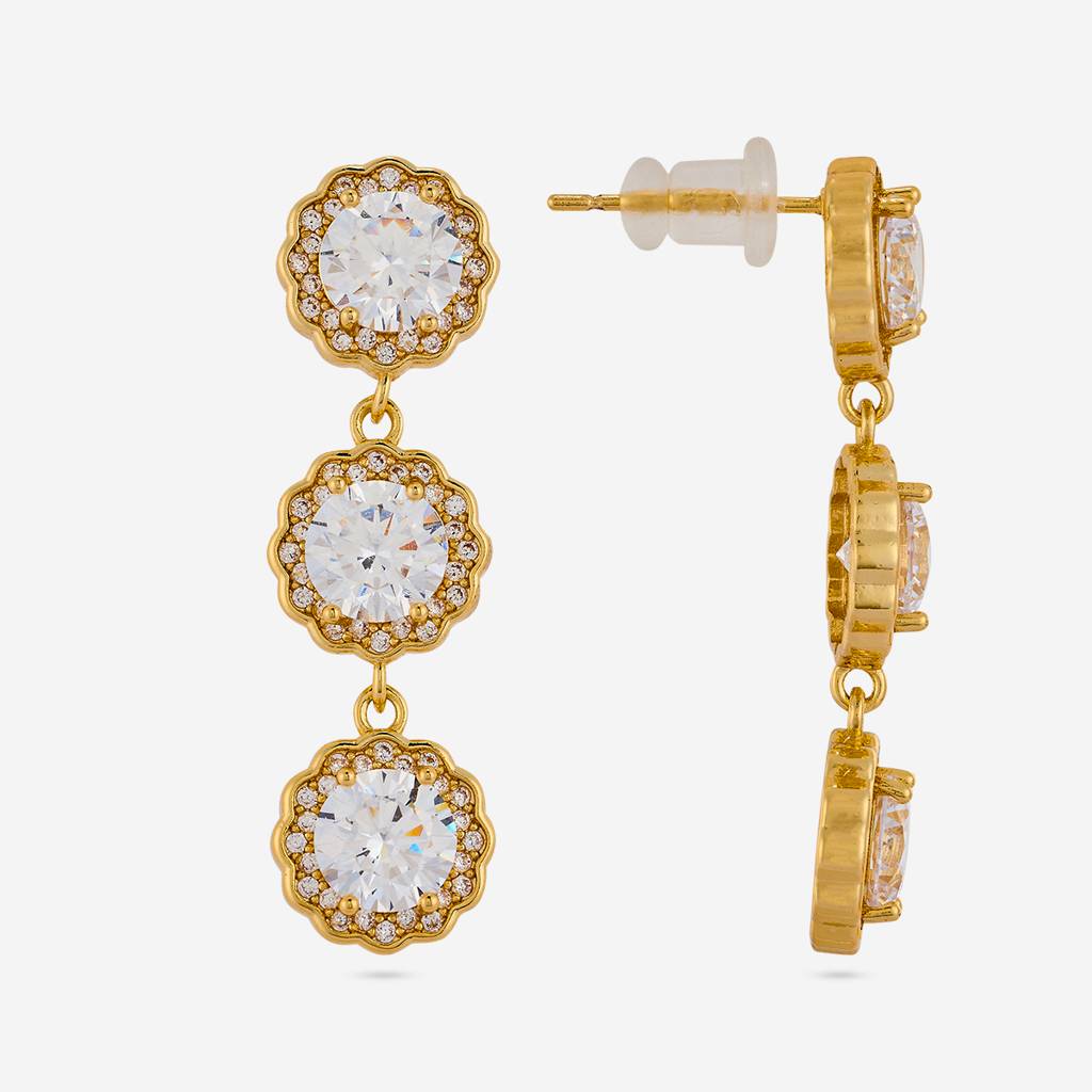 White - Plated Casual Wear Trendy Zircon Earring - 467006 : 467006