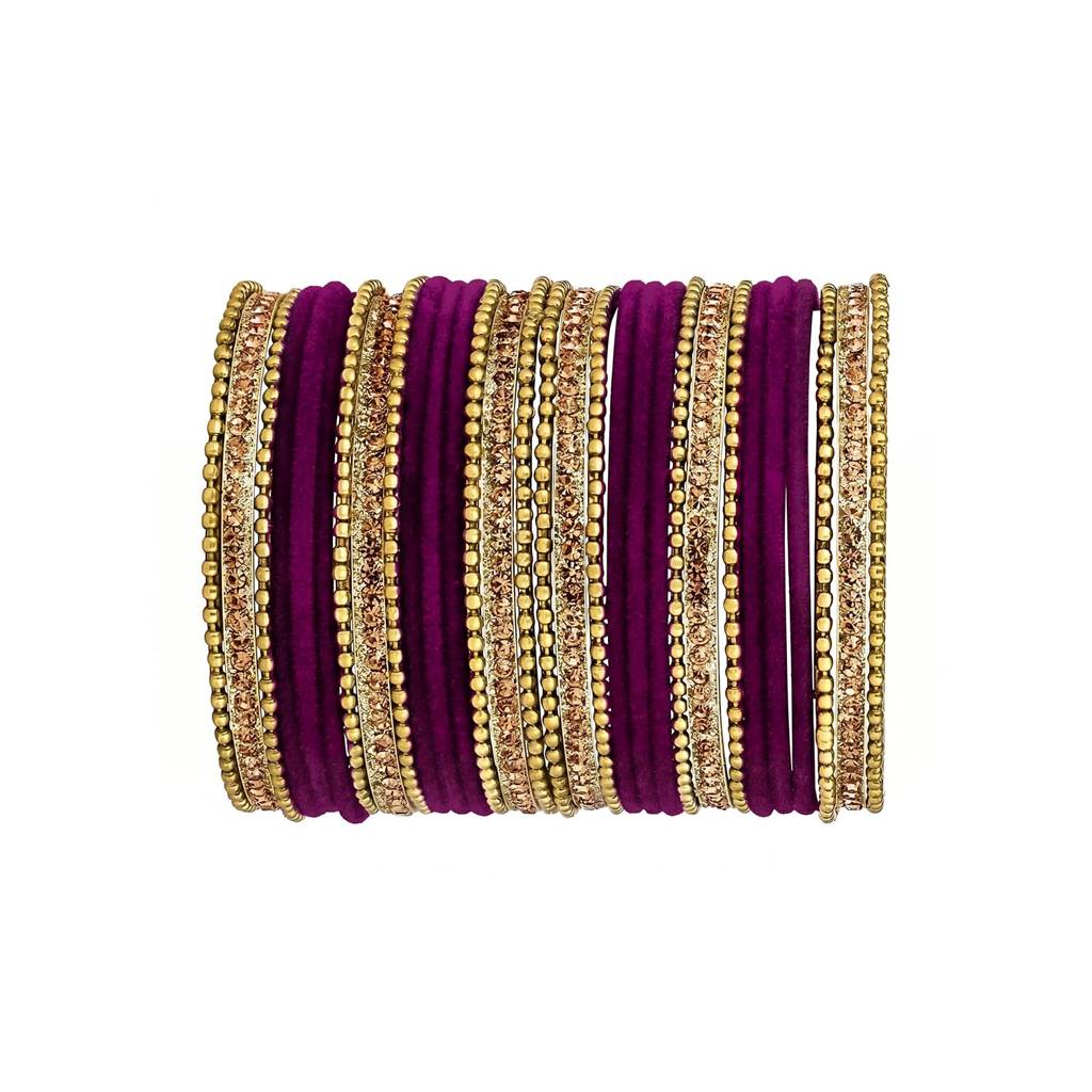 Purple Gold Plated Ethnic 2.6 Inch Bangle Set For Women & Girls : PF51B34P-6