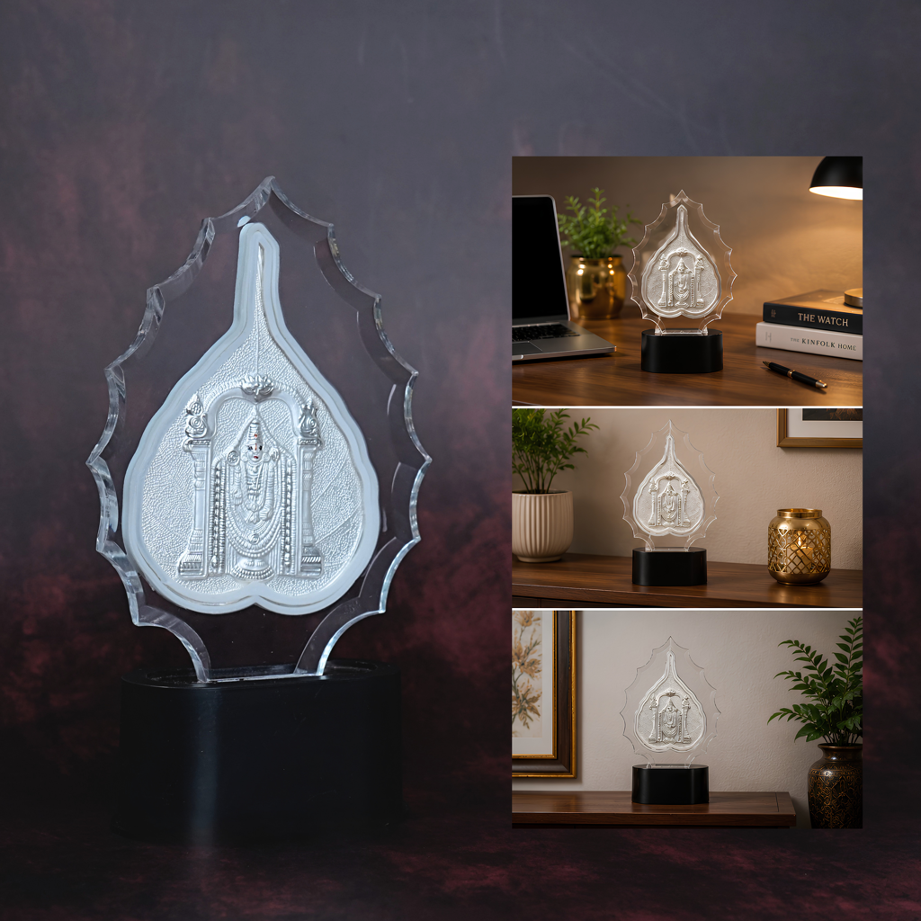 Divya Tirupati Balaji 999 Silver Peepal Leaf Showpiece : SMK-LEF-002