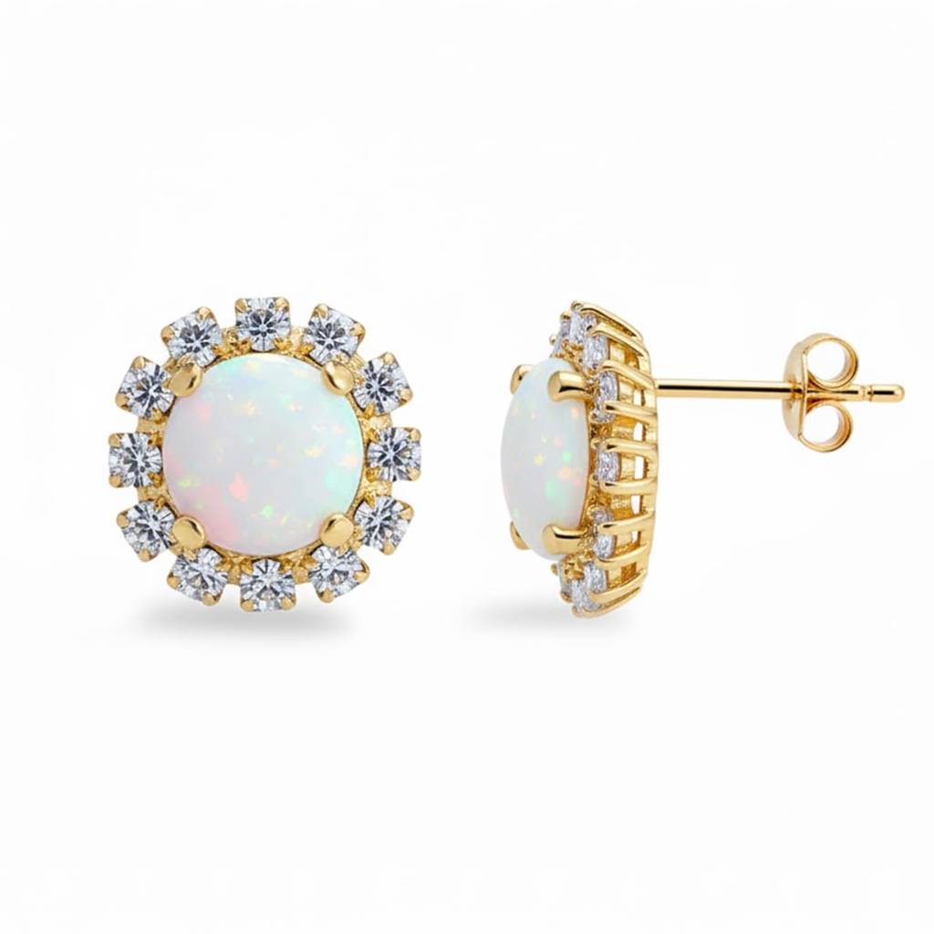 Gold Plated Cubic Zirconia Studded Fancy Stud Earrings Jewellery For Women & Girls : PX9E3075GW