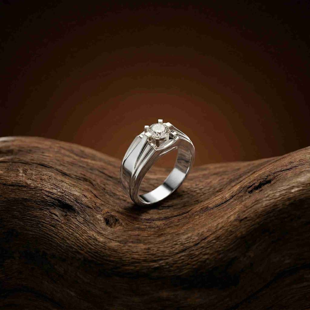 0.75Ct Moissanite Angular Groove Ring For Men'S : ZLM10110-14N