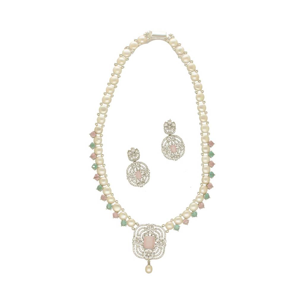 Blush Celeste Pearl Necklace Set : JPJUL-26-008