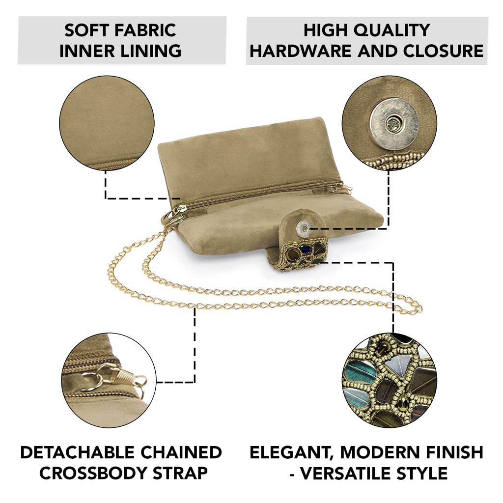 Clutch Purses For Women Handmade Evening Sling Handbag Stylish Bridal Fashion Clutch Bag For Girls (C118Bl) : C118BR