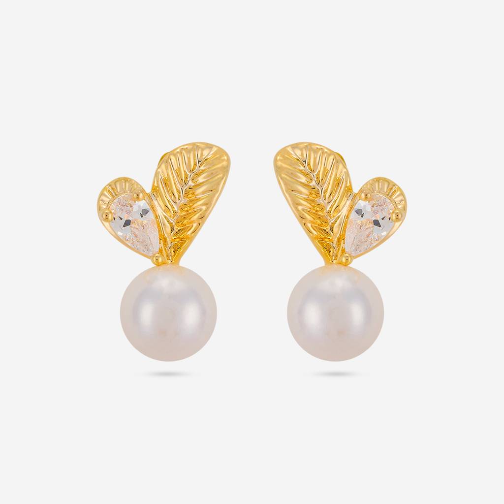 Pearl Gold - Plated Casual Wear Trendy Zircon Earring - 464637 : 464637