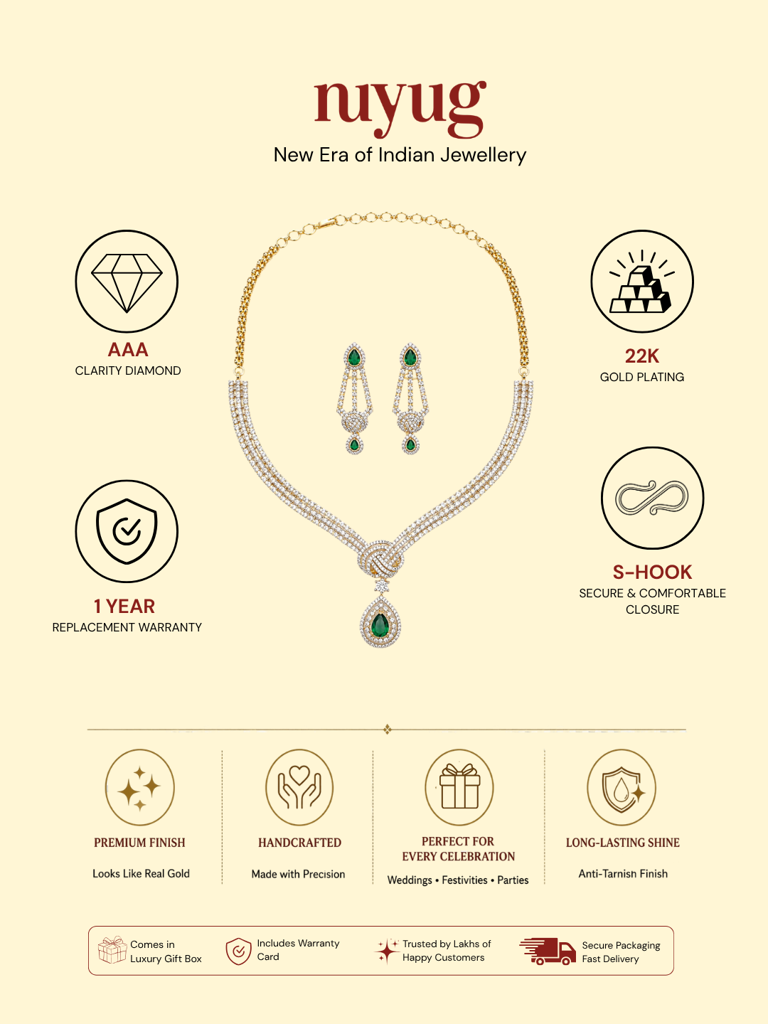 Shagun Emerald Zircon Necklace Set : YI24A1044N