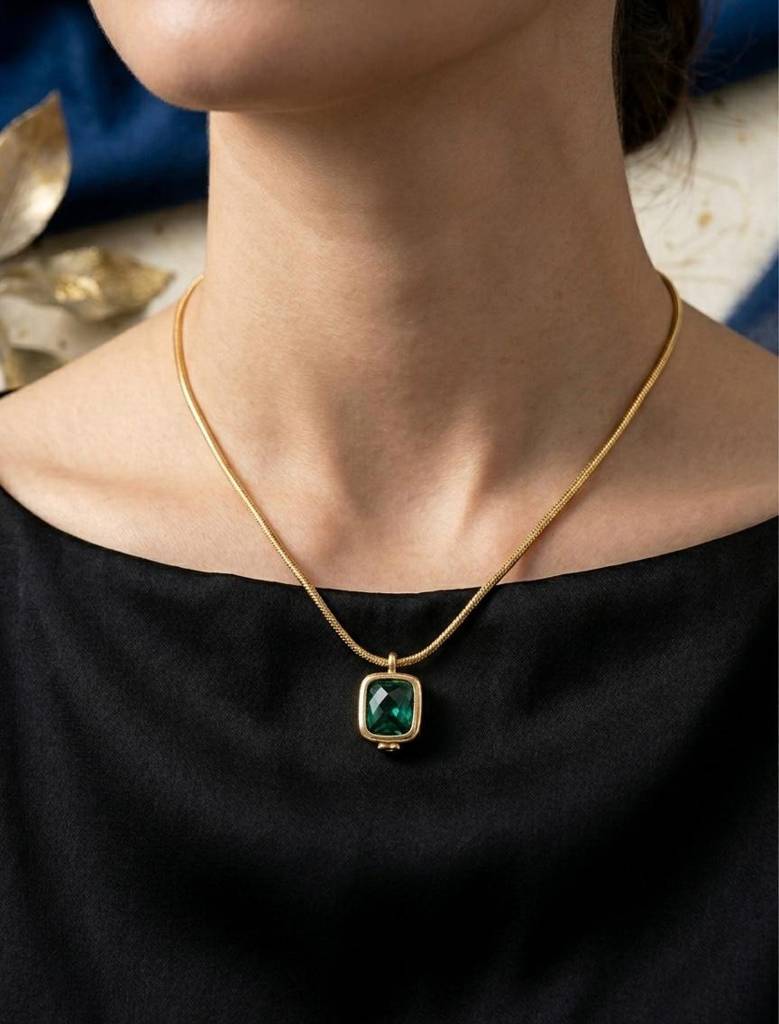 18K Gold Coated Esme Emerald : BNG015