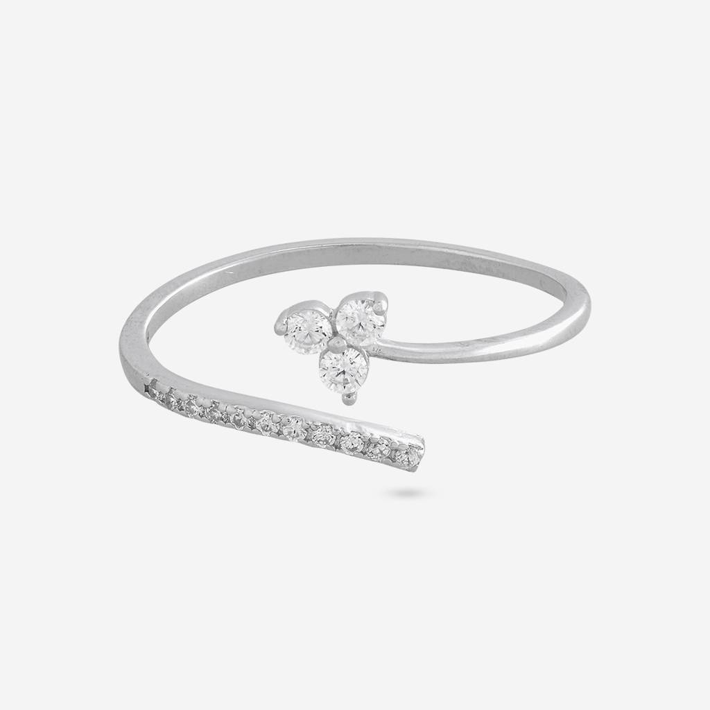 White Rodium Plated - Office Wear Silver Finger Ring - 466224 : 466224