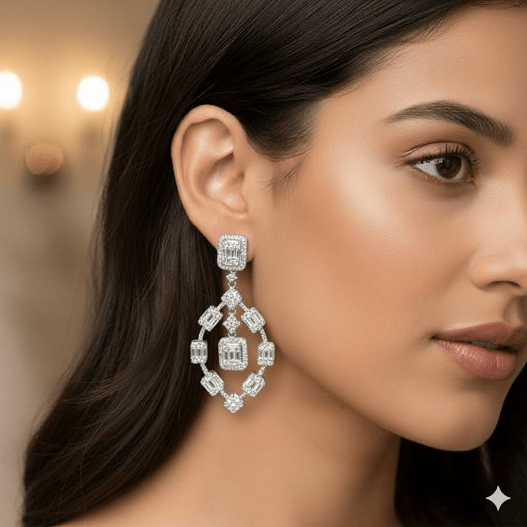 Cocktail Dangling Silver Earrings : ES024-CocktailDanglingSilverEarrings