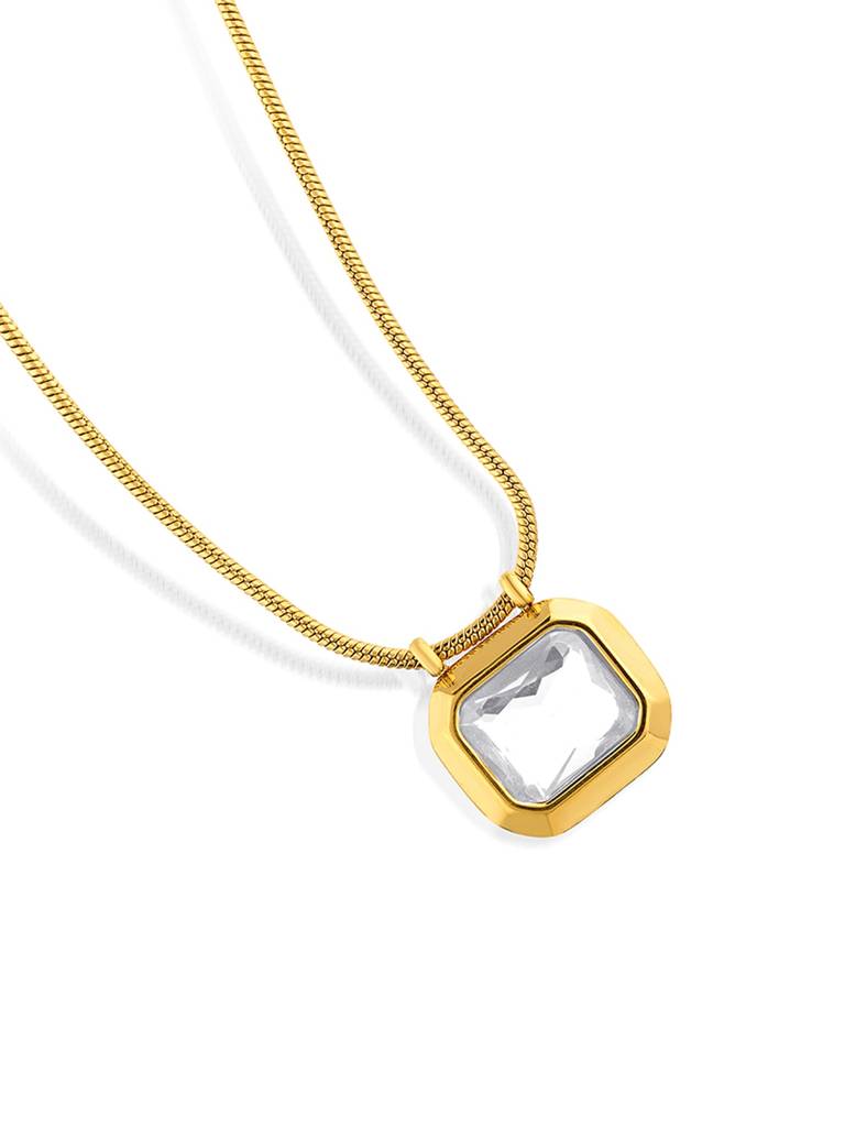 18K Gold Plated Golden Frame Necklace Stainless Steel Waterproof & Anti-Tarnish : N34SJSS0G