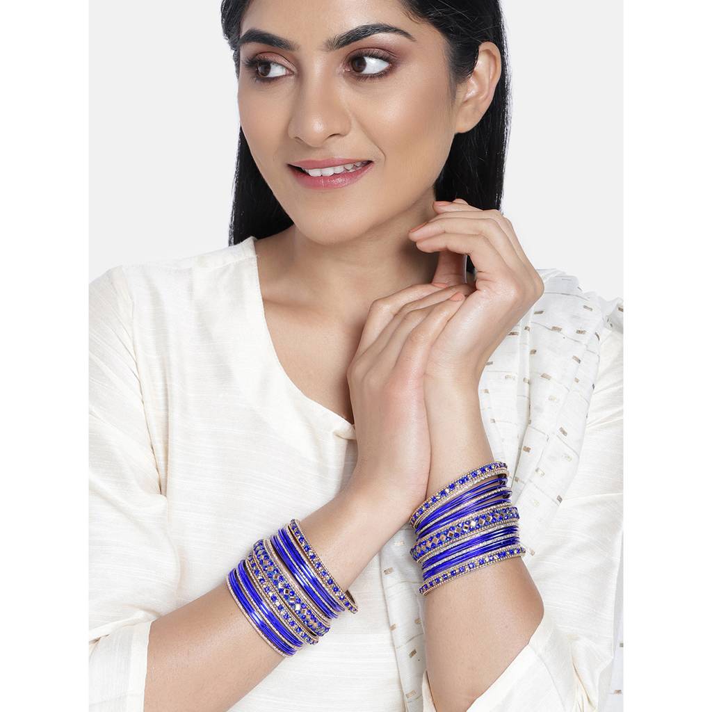 Diamond Metal Chuda Bangle Set Indian Traditional Bridal Wedding Fashion Jewellery For Women : PF51B36B