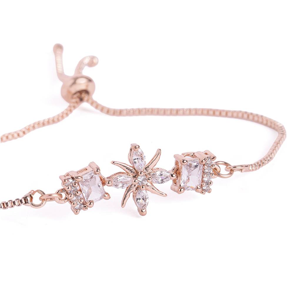 Cz Star Bracelet | Adjustable Chain | Minimal Luxe Style : AD-207-RGWE-BR