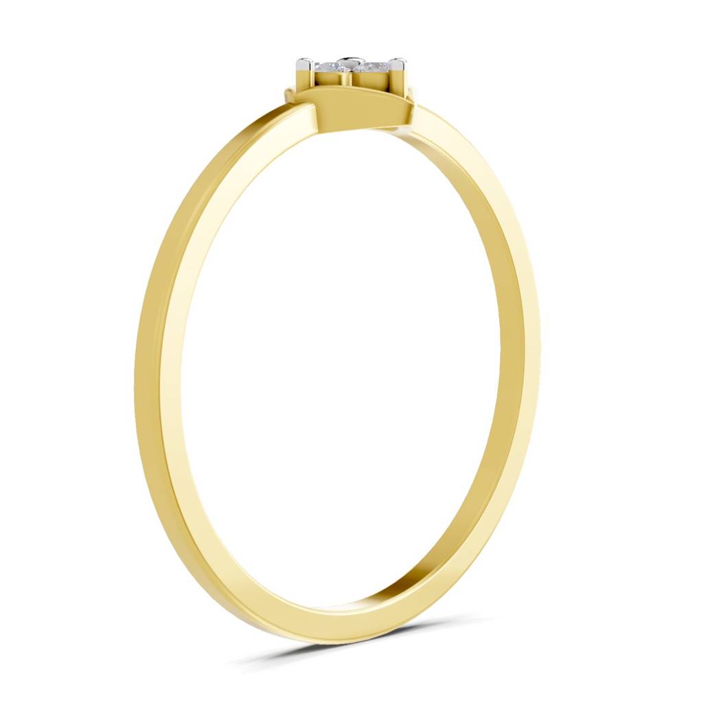 Lab Grown Diamond 0.07Ct Round 925 Sterling Silver Gold Plated Floral Ring : SQR14663-RG-925S-007-CT_5