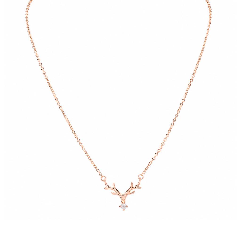 Rose Gold Plated Deer Antler Pendant Chain Necklace For Women : PX9CH161C