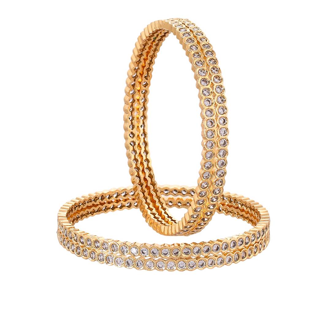 Sparkling Elegance Gold Plated Round Cut Cz Bracelets : 8905124523157