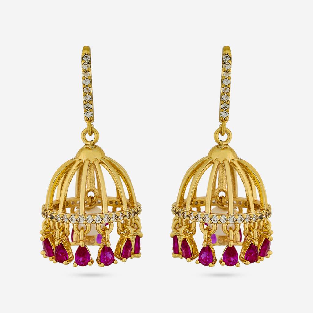 Gold - Plated Party Wear Zircon Earring - 442932 : 442932