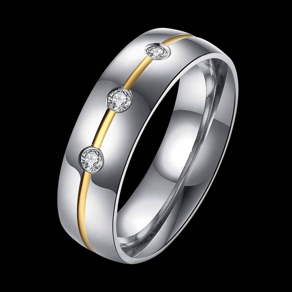 316L Stainless Steel Diamond Cut Cz Band Ring For Men Boys : PX9R74-9
