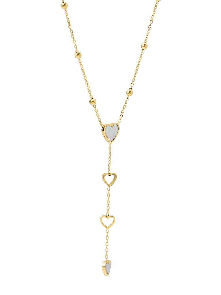 Multi Heart Linked Lariat Necklace For Women - Waterproof & Anti-Tarnish : NK0837