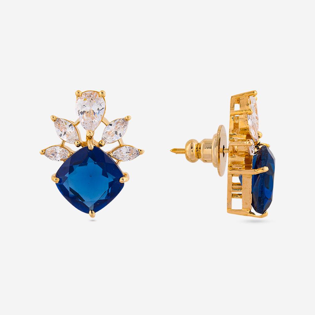 Gold - Plated Party Wear Zircon Earring - 469224 : 469226