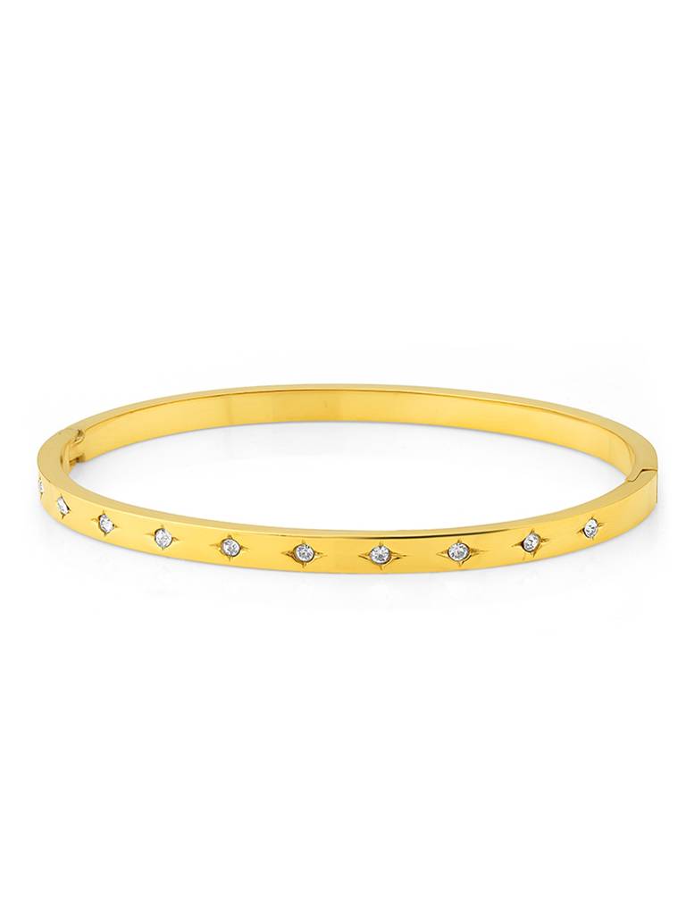 18K Gold Plated Golden Radiance Bangle Stainless Steel Waterproof & Anti-Tarnish : B22DGSS0G