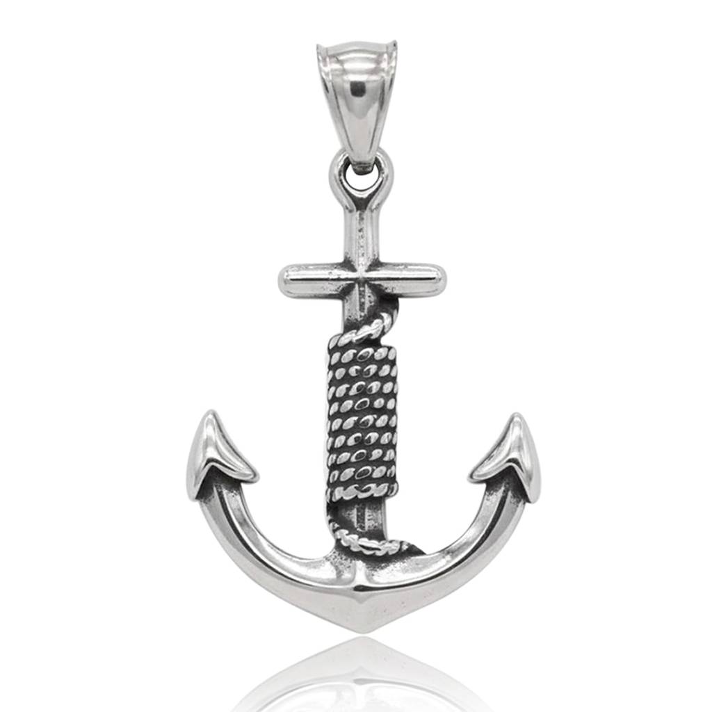 Stainless Steel Silver Plated Anchor Shape Pendant Jewellery For Men & Boys : PX9P39S