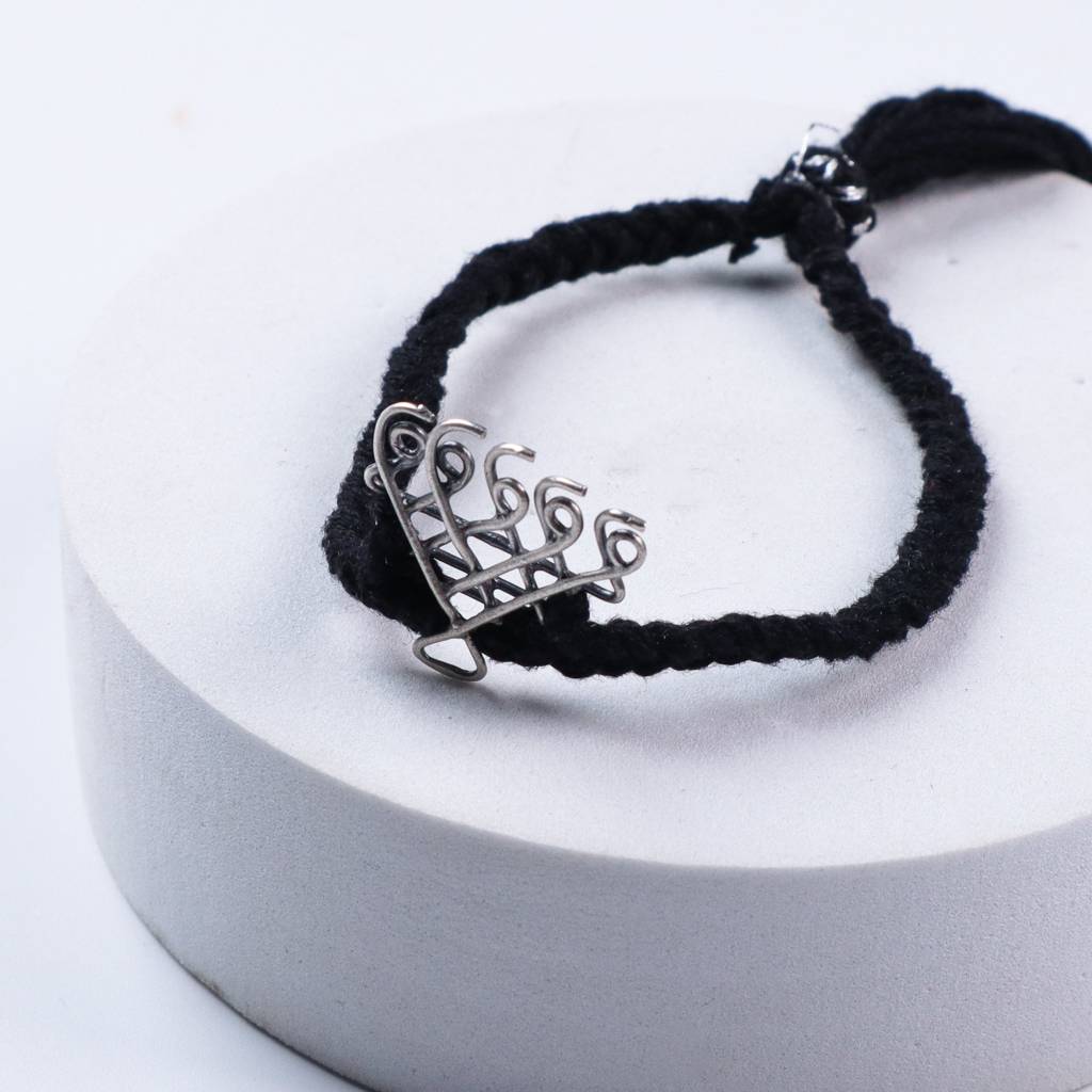 Silver Saraswati Bracelet For Men / Women  : Silver_Saraswati_Bracelet_for_Men_Women_with_Black_Thread_Motif_size_Small_July25
