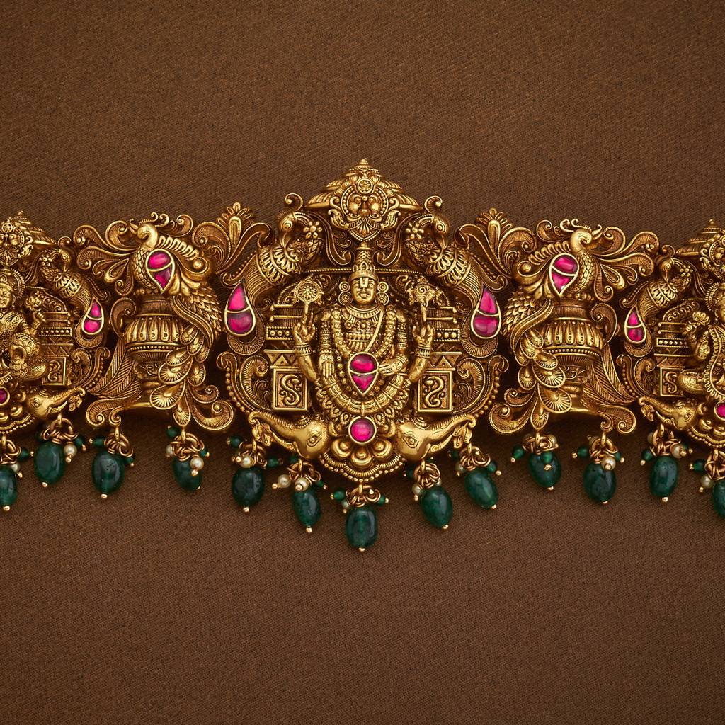Ruby-Green Gold - Plated Bridesmaid Temple Belt - 442357 : 442357