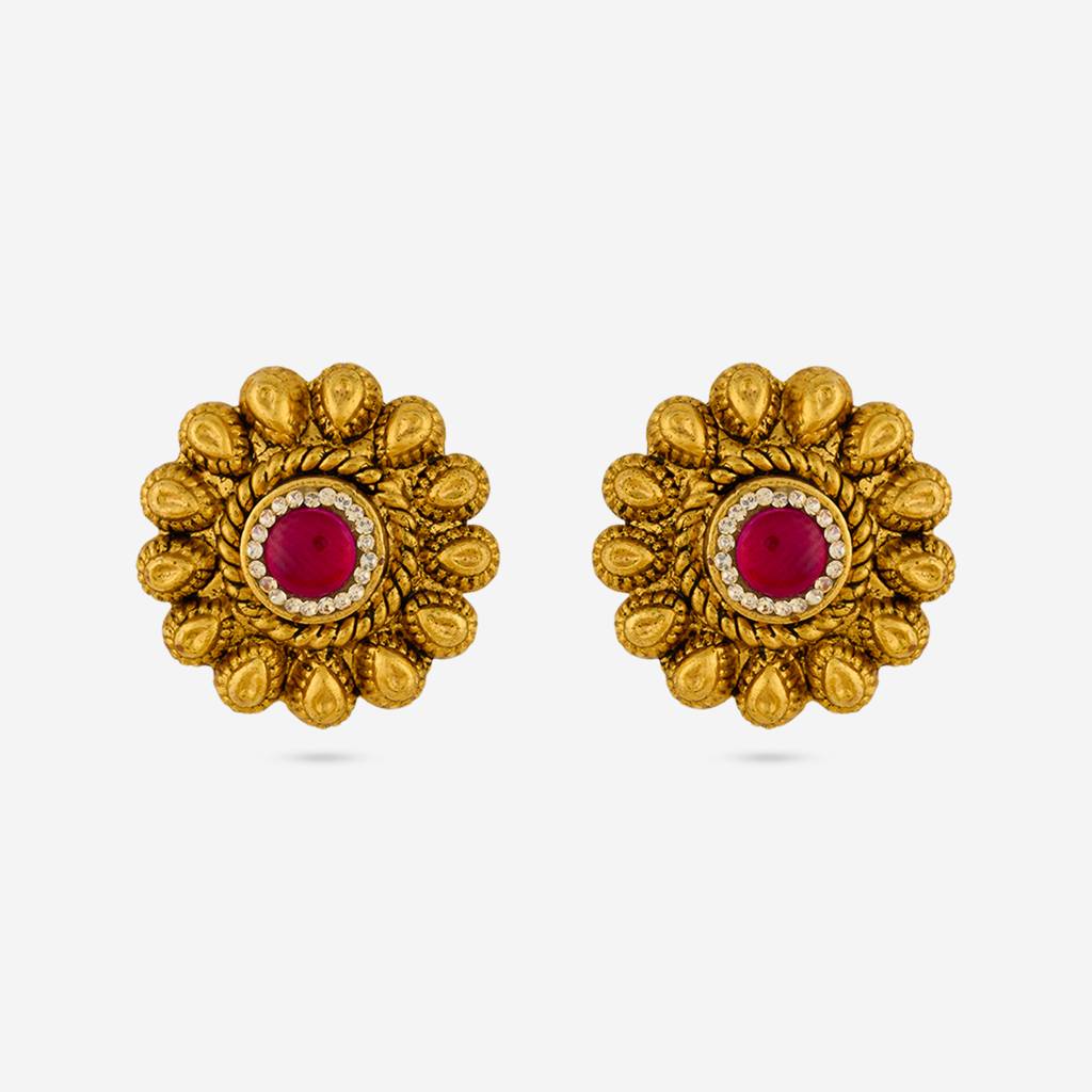 Ruby Gold - Plated Festive Antique Earring - 449335 : 449335
