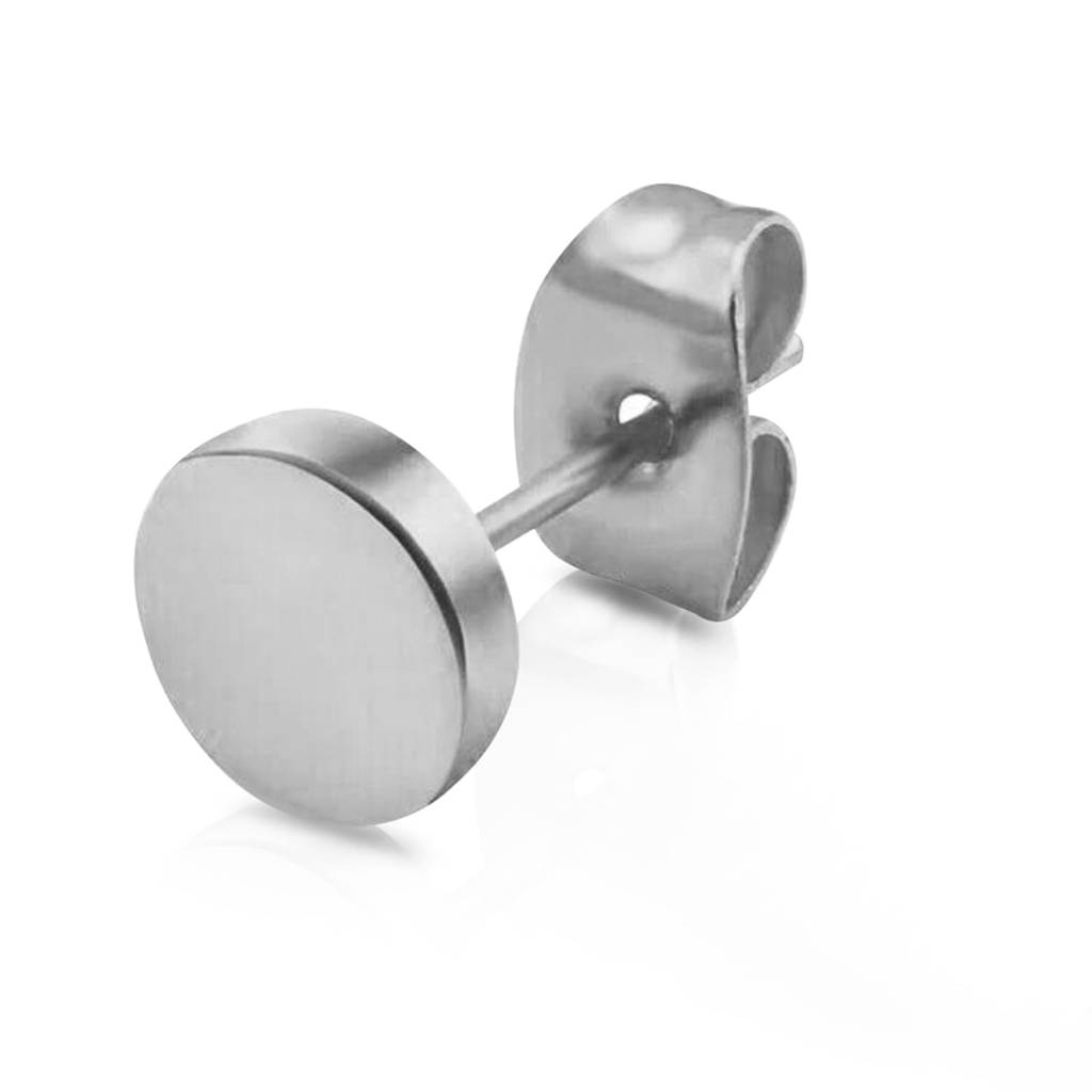 Silver Plated Stainless Steel Round Stud Earrings Fancy Jewellery For Men & Boys| : PX9ME08S-S