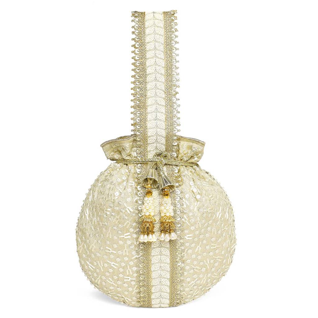 Potli Bags For Women Evening Bag Clutch Ethnic Bride Purse With Drawstring(P93Br) : P93CRM