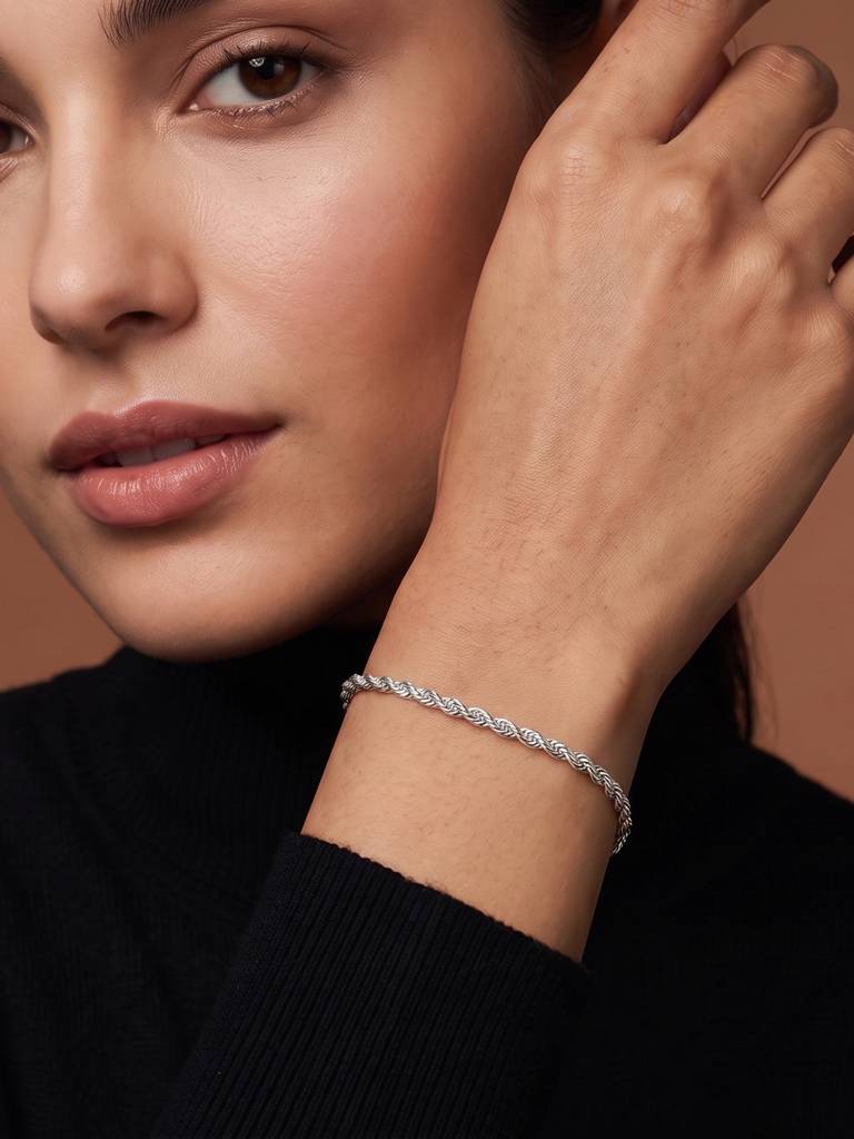 Silver Twisted Rope Bracelet : ISLB4014