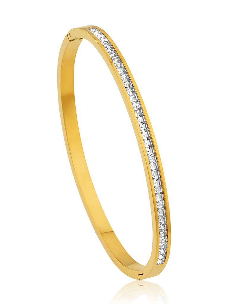 18K Gold Plated Shimmer Line Bangle Stainless Steel Waterproof & Anti-Tarnish : B32SJSS0G