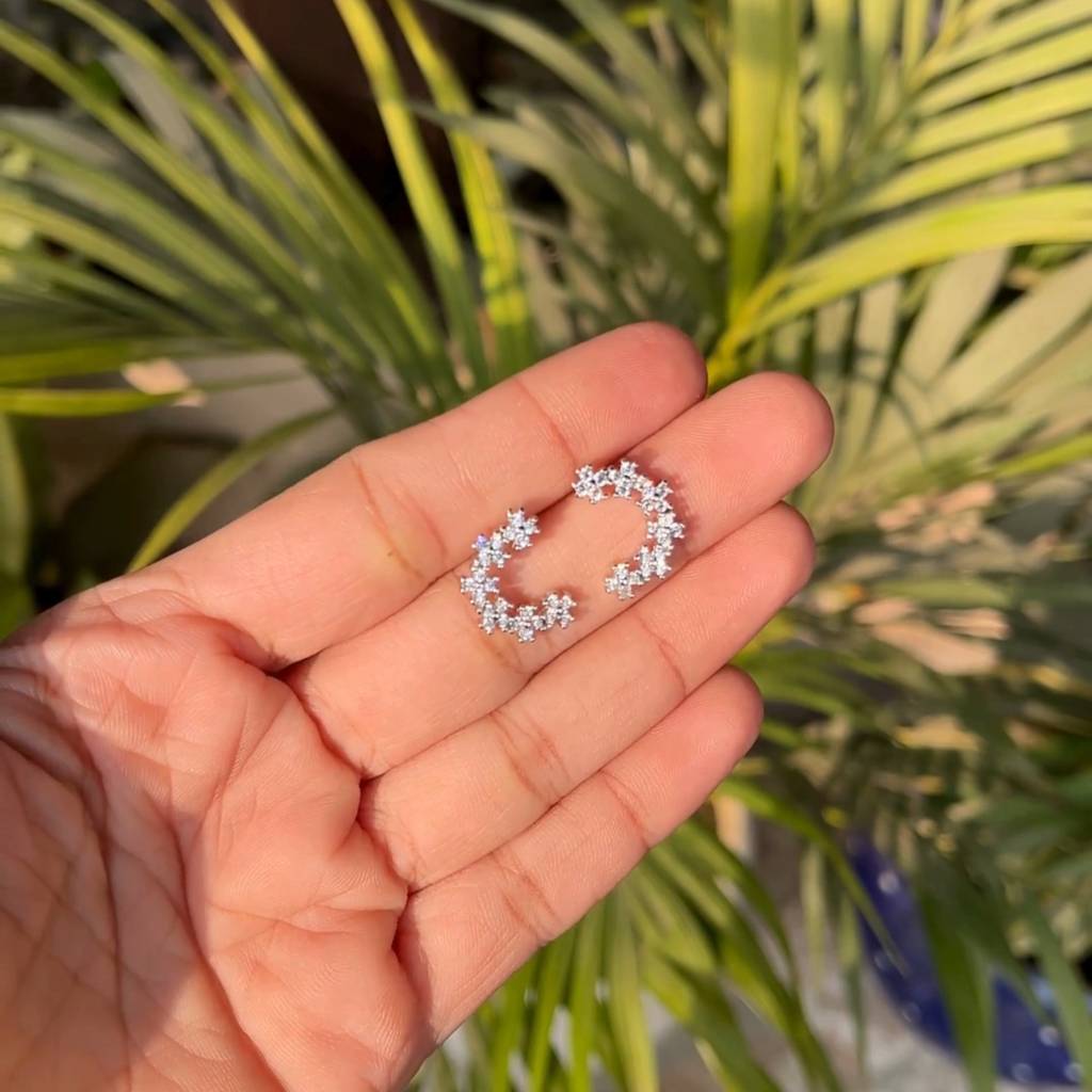 Frosted Blossom Crawler Silver Earrings : ES026-FrostedBlossomCrawlerSilverEarrings