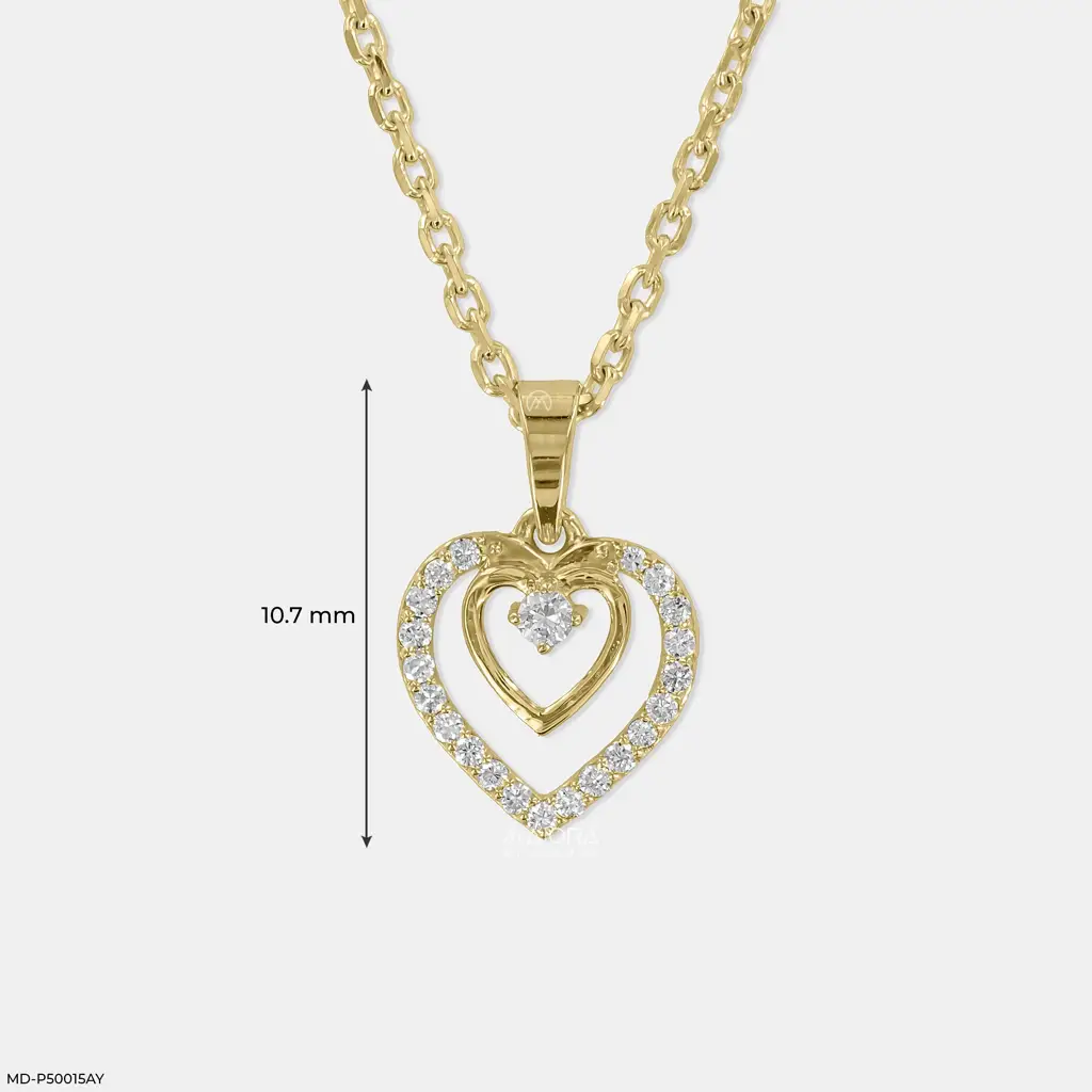 18K Yellow Gold Plated Sterling Silver Floating Double Heart Lab-Grown Diamond Pendant Necklace : MD-P50015AY