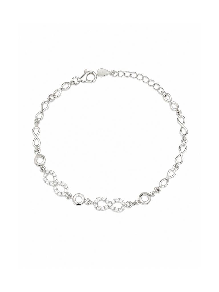925 Silver Crystal Heart Pendant Bracelet For Women : BR-60